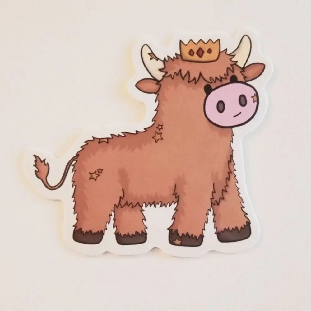 Highland Cow Sticker Cow with crown